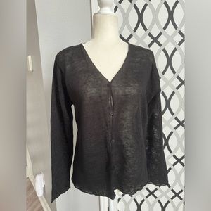 Eileen Fisher black mesh cardigan. Size M